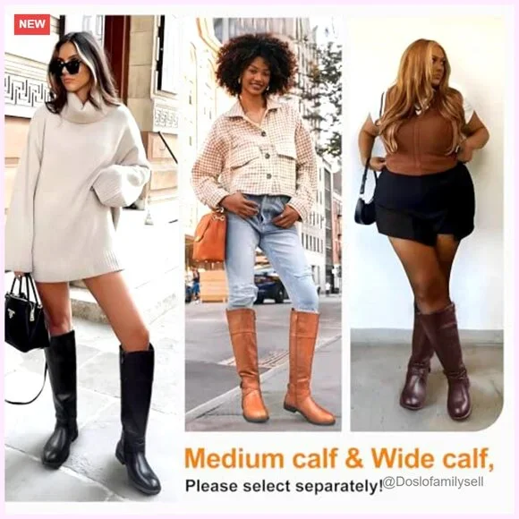 Knee High Riding Boots Wide Calf Low Heel Size 6 M